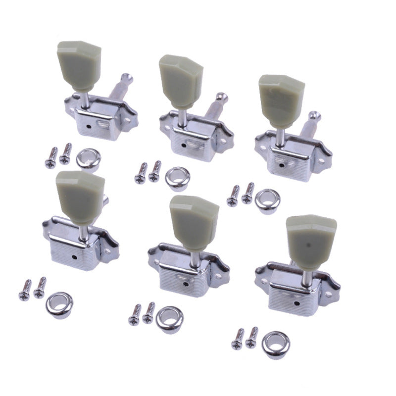 Vintage Guitar Tuning Pegs Set - Jade Diamond Handle, Silver & Gold Options