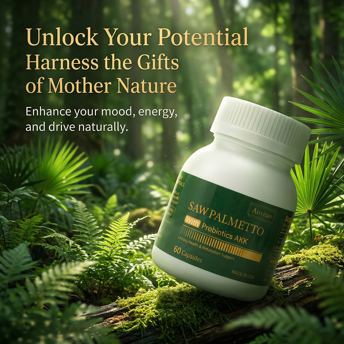 Saw Palmetto Extract & Probiotic Supplement - 60 Capsules for Daily Wellness