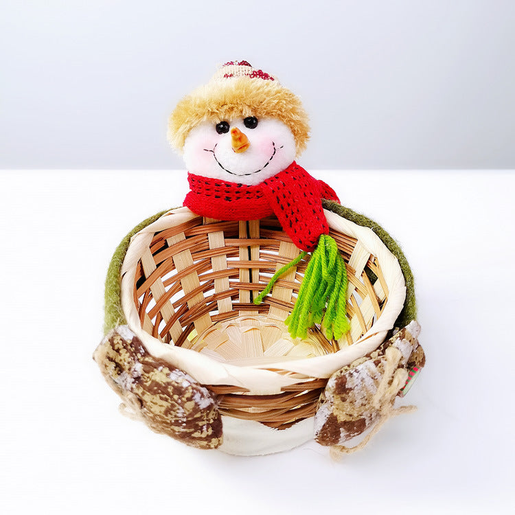 Christmas Decoration Storage Basket with Santa Snowman Elk Candy Holder