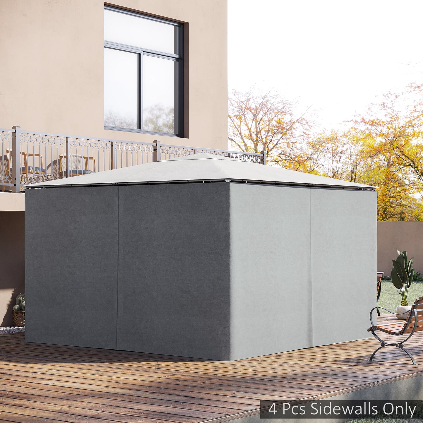 Gazebo Sidewall Set with Hooks & C-Rings - Light Gray