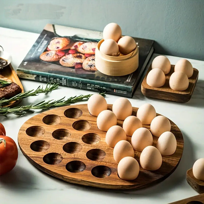 Japanese Style Wooden Egg Tray Shelf for Refrigerator Kitchen Storage