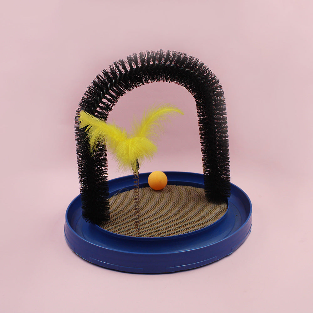 Multifunctional Cat Massage Brush and Scratching Toy - Orange & Blue