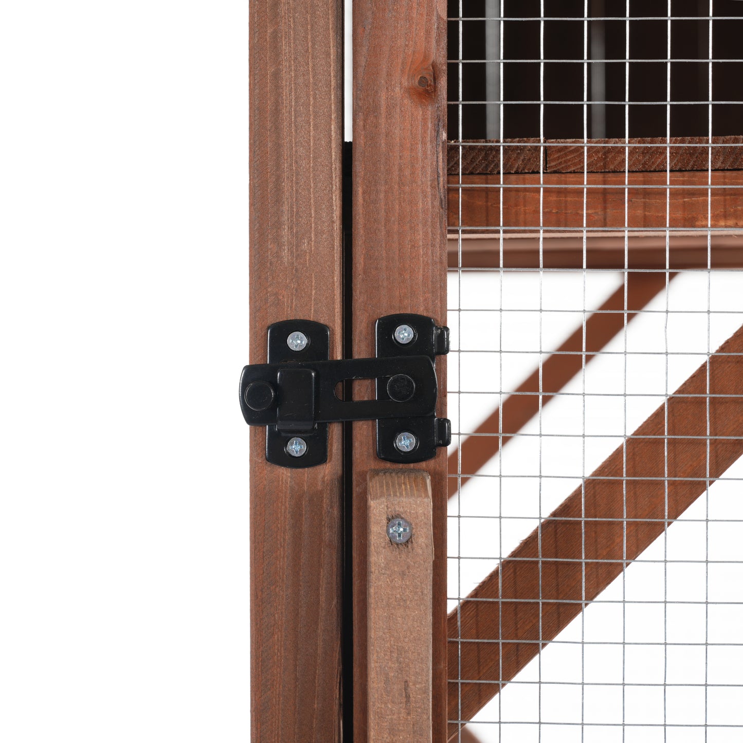 Outdoor Wooden Cat Enclosure with Lockable Wheels & Multi-Level Platforms, Weatherproof Fir Cat Cage