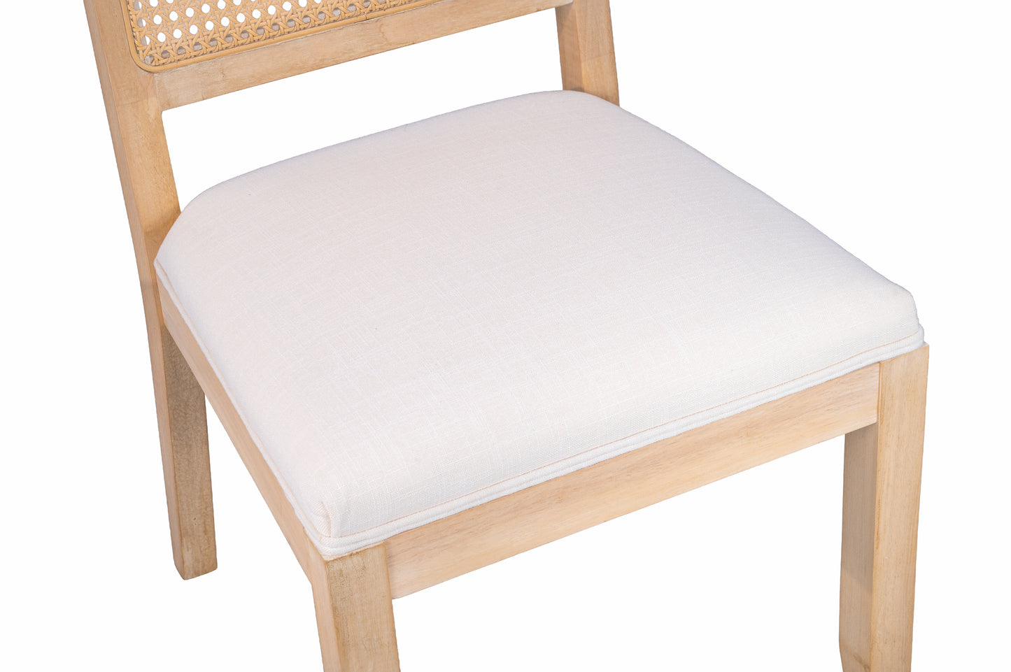 Set of 2 Mid Century Modern Rattan Dining Chairs - Beige