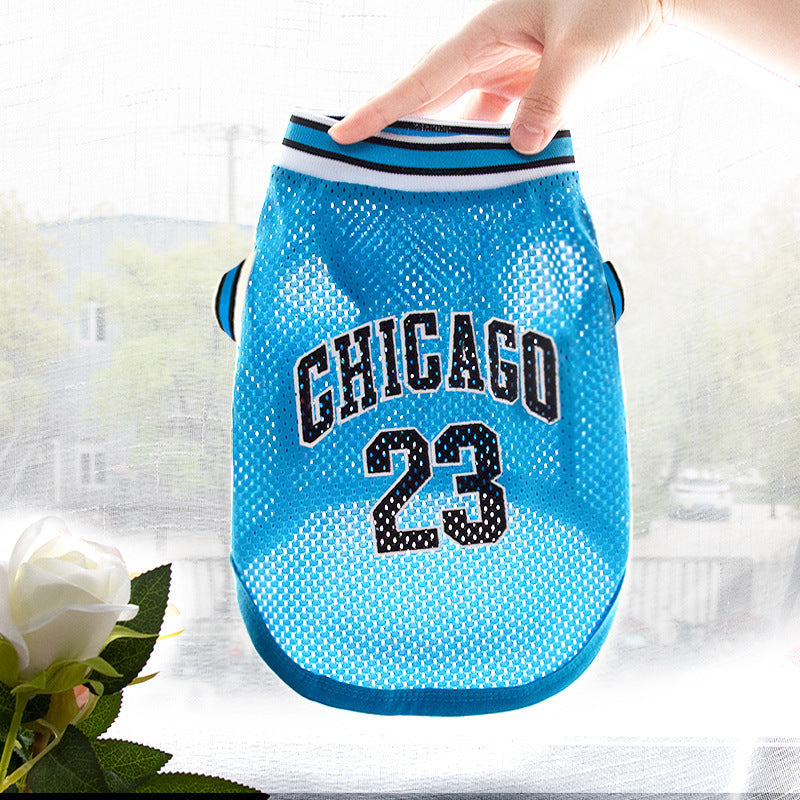 Large Mesh Basketball Dog Vest - Summer Pet Clothes for Active Dogs