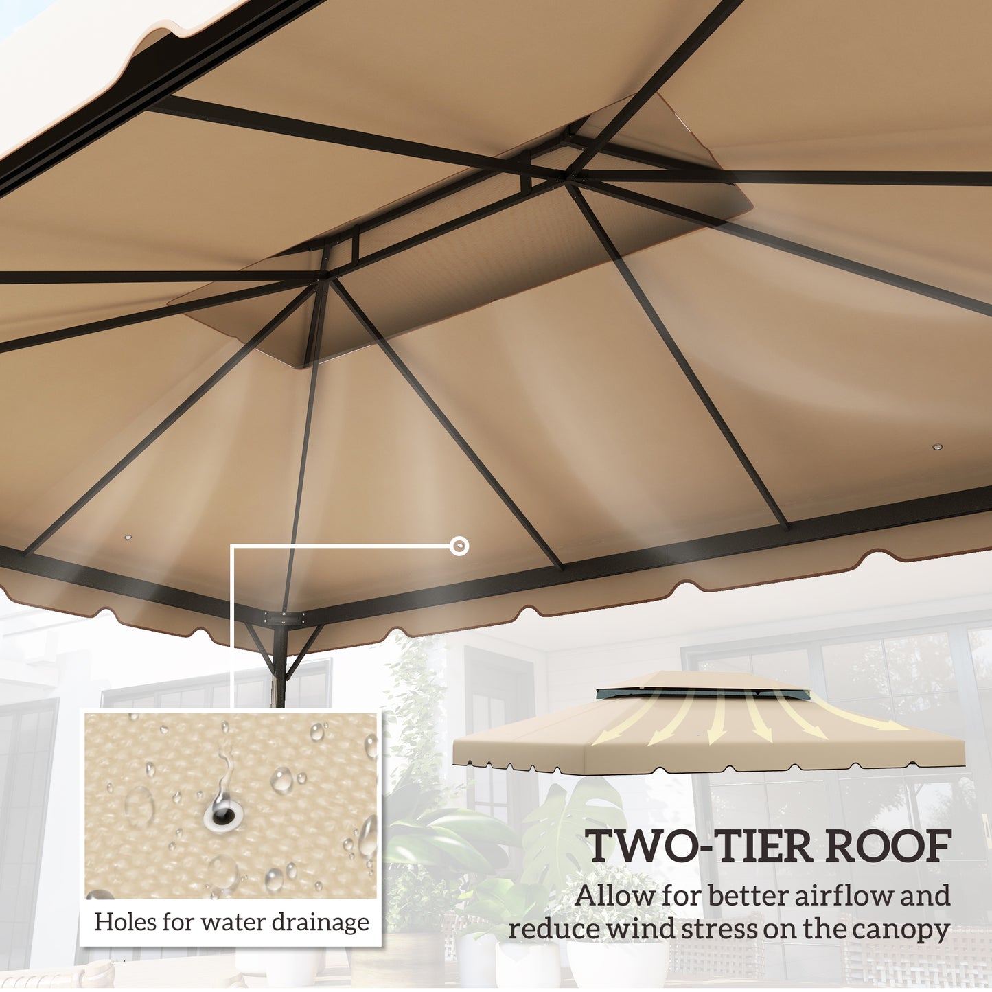 Gazebo Replacement Canopy Top - 13x10 ft, Cream White