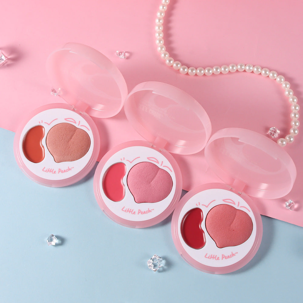 Heart-Shaped Blush Palette Dewy Skin Cream & Powder Makeup Set