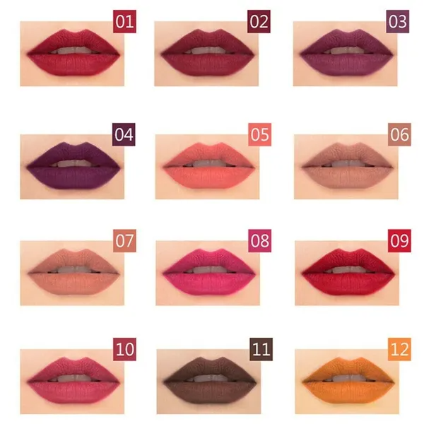12-Piece Matte Lip Liner Pencil Set - Waterproof Long-Lasting Lip Makeup