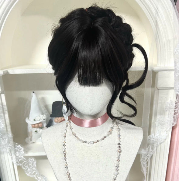 Custom Braided Wig Sweet-Girl Style Full-Head Updo with Side - Multiple Colors