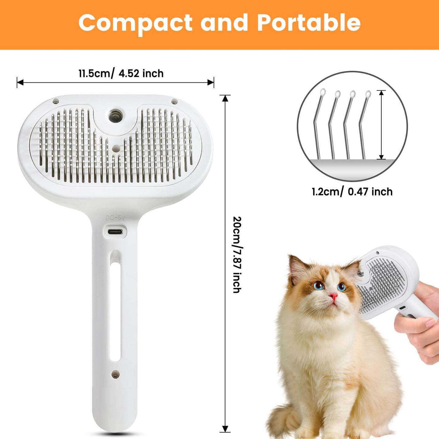 Pet Steam Brush for Cats and Dogs - Hair Removal & Shedding Grooming Tool
