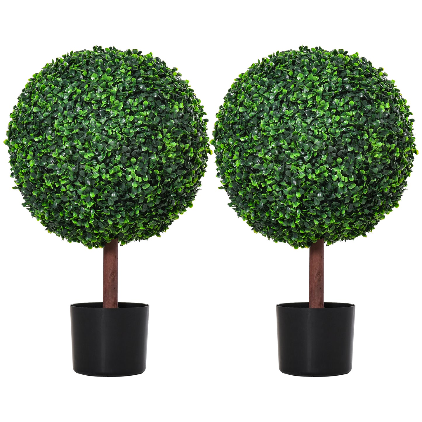 Artificial Boxwood Topiary Ball Tree - Set of 2, 23.5" Green