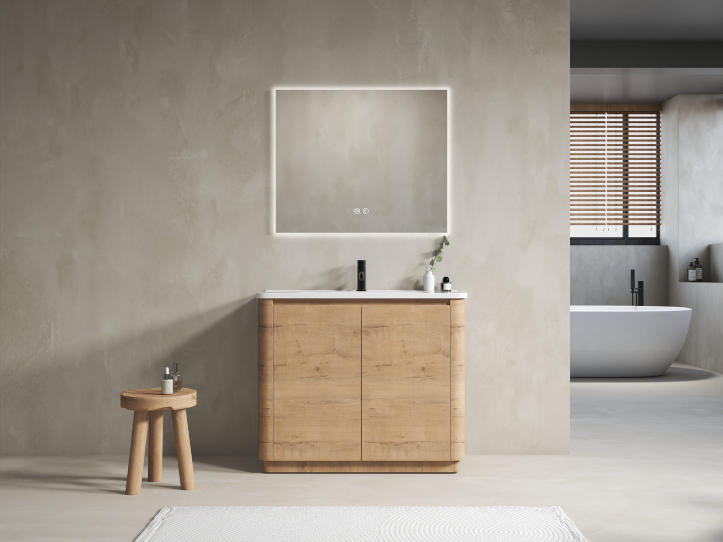 40'' Freestanding Bathroom Vanity With White Ceramic Sink &