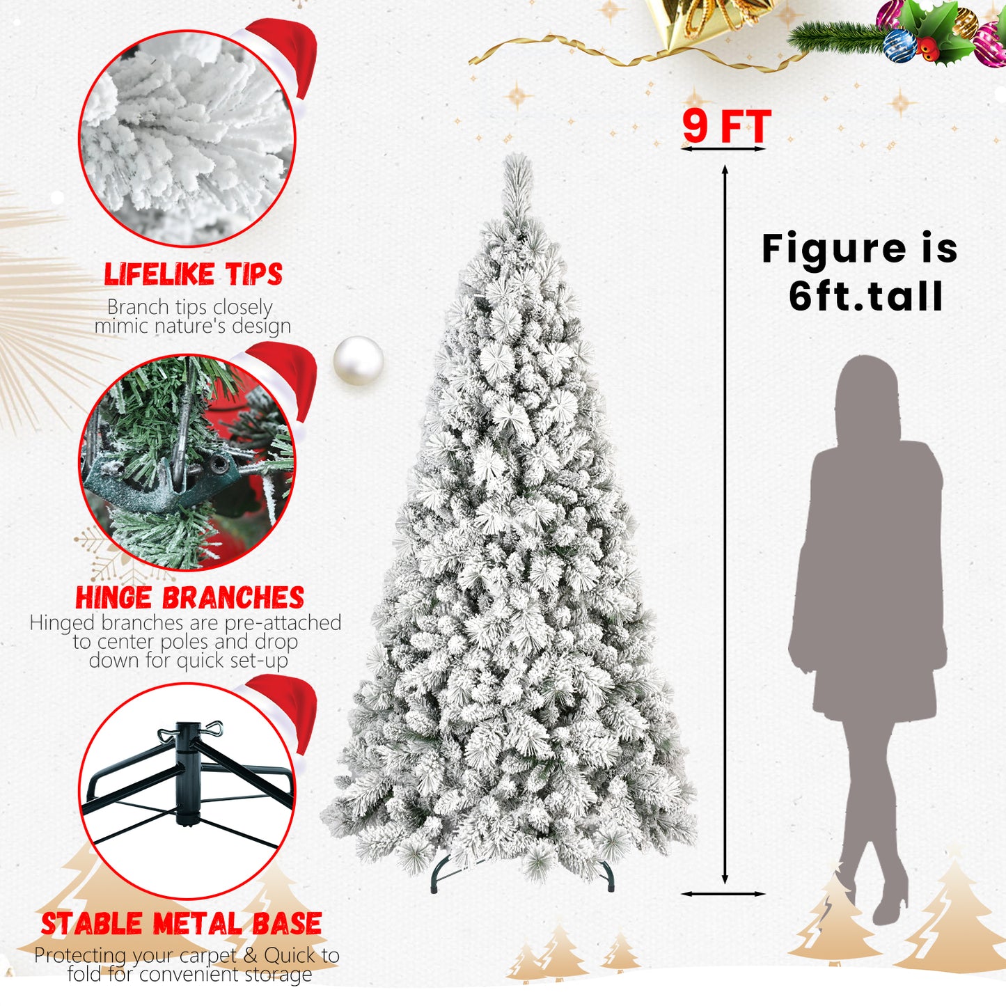 Flocked PVC Christmas Tree - Multiple Heights Available