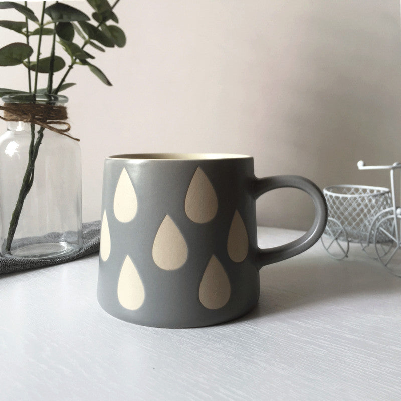 Nordic Style Ceramic Macaron Water Cups with Lid and Handle - 401-500mL