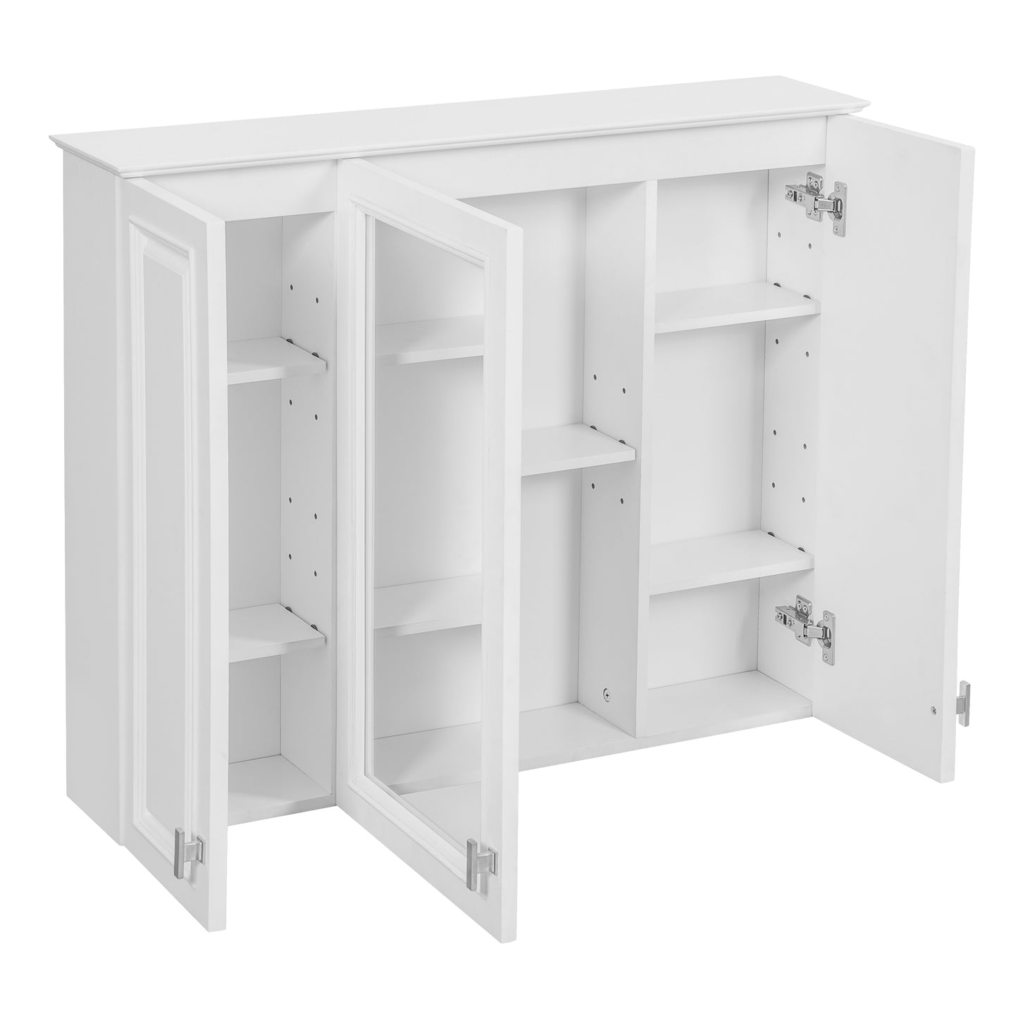 35-Inch Wall-Mounted Bathroom Cabinet with Mirror & 5 Shelves
