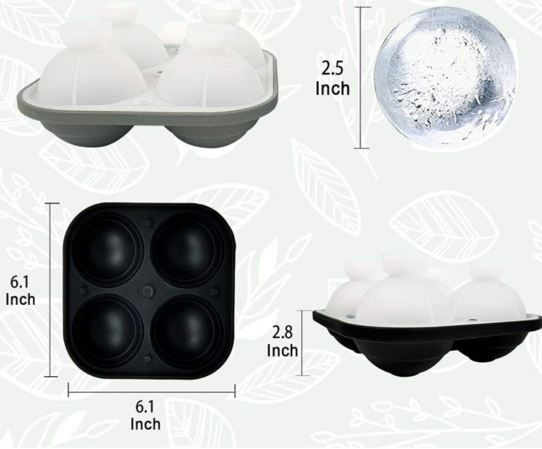 Silicone Ice Cube Tray for Whiskey and Frozen Drinks - 4 or 6 Balls Sets