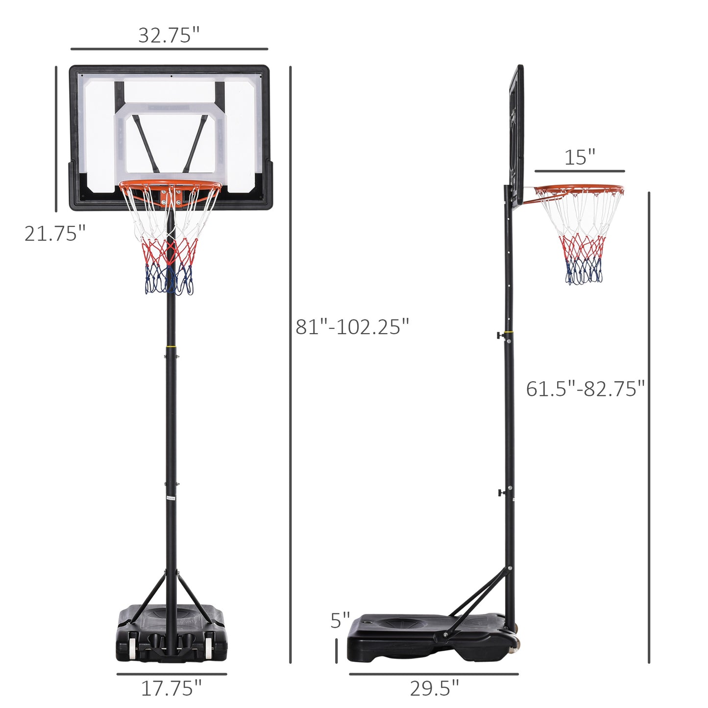 Portable Basketball Hoop with Adjustable Height - Indoor/Outdoor