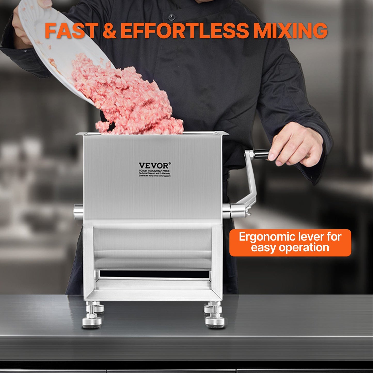 15L Manual Meat Mixer with Fixed Tank - Ideal for Sausage Making