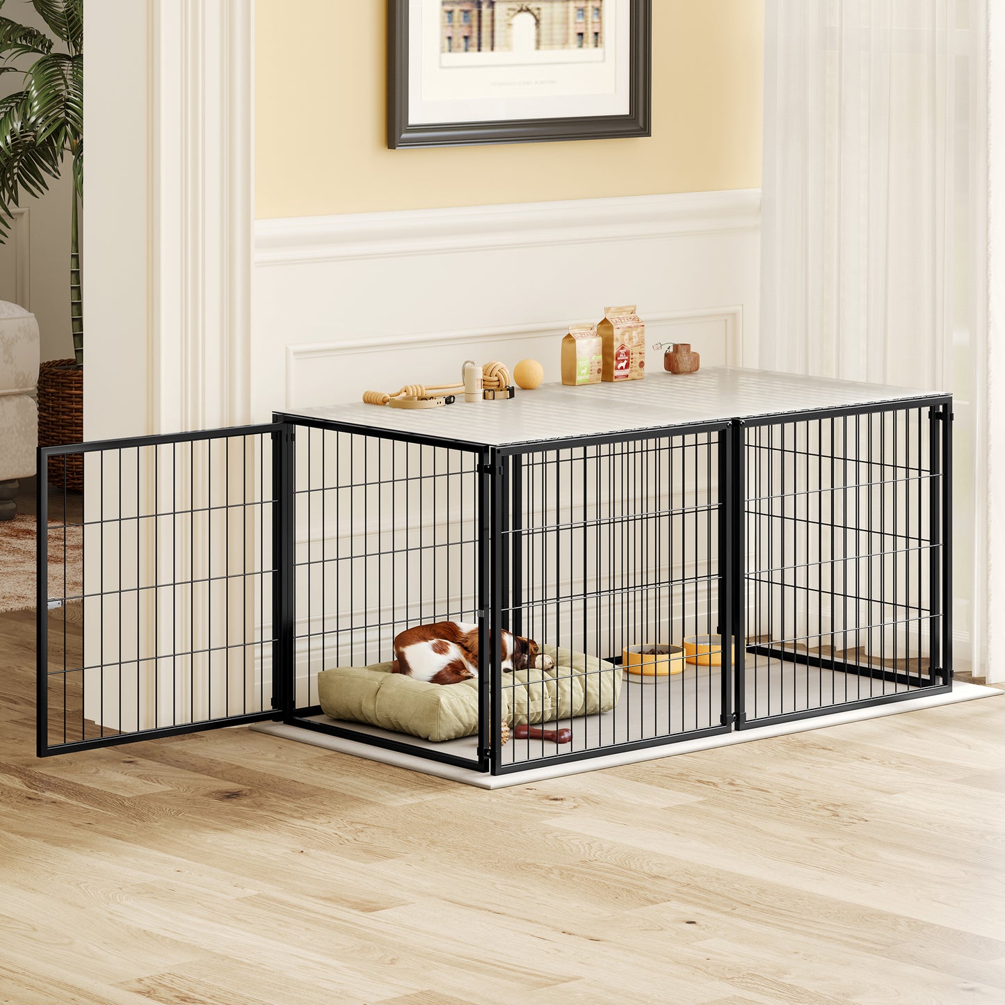 Large Dog Cage 48 Kennel For Medium Dogs Puppy Playpen With Top, Pet
