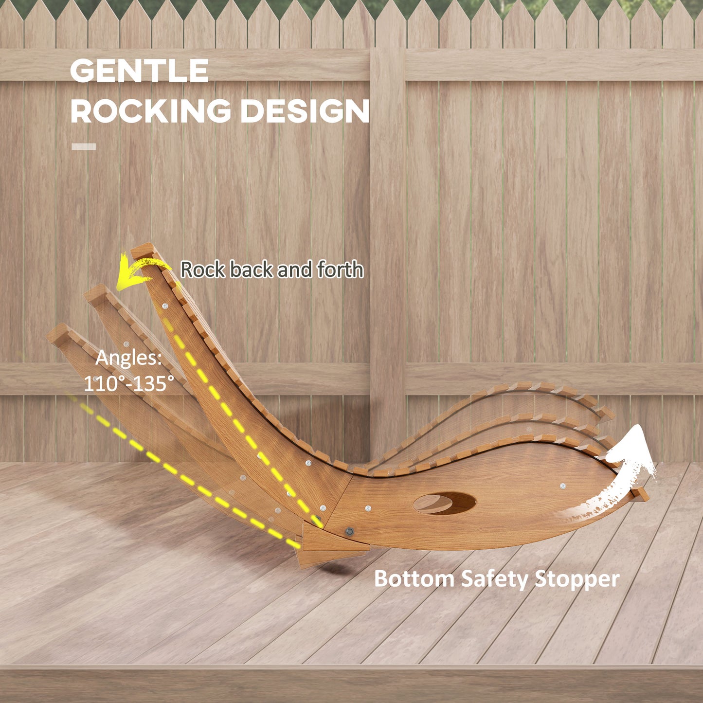 Ergonomic Outdoor Rocking Chair - Teak Wooden Rocker