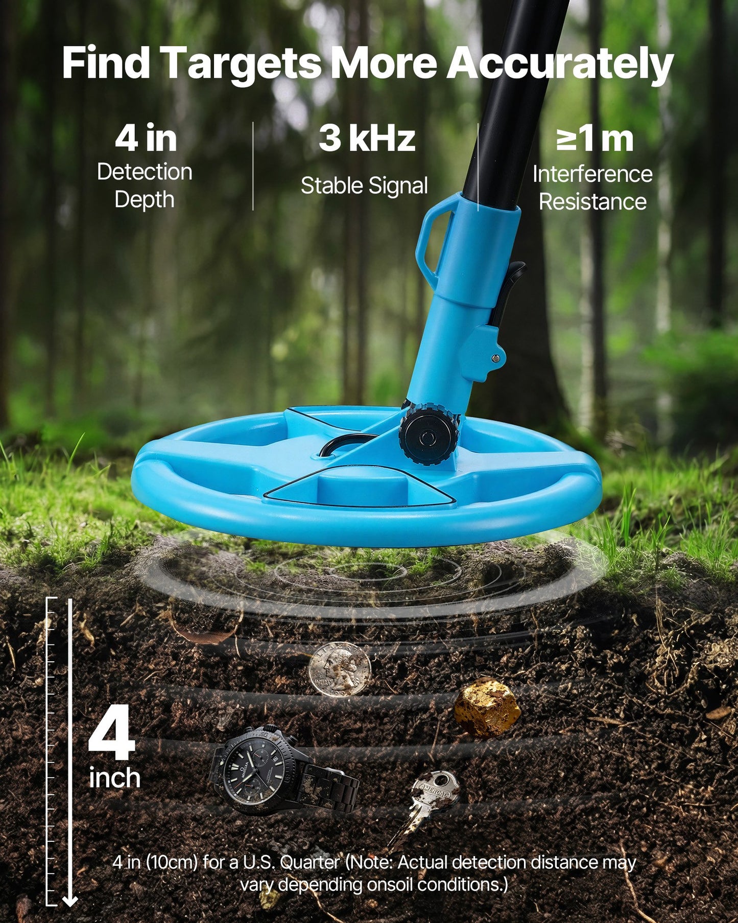 Waterproof Metal Detector with LCD Display & Adjustable Handle - Gold & Treasure Hunting