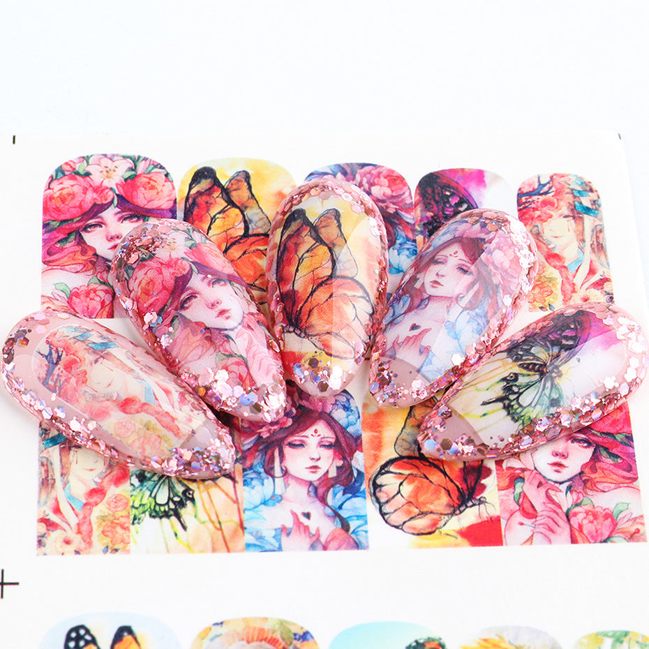 Nail Art Stickers Watermark Decals for Manicure - Sun Butterfly Galaxy Series