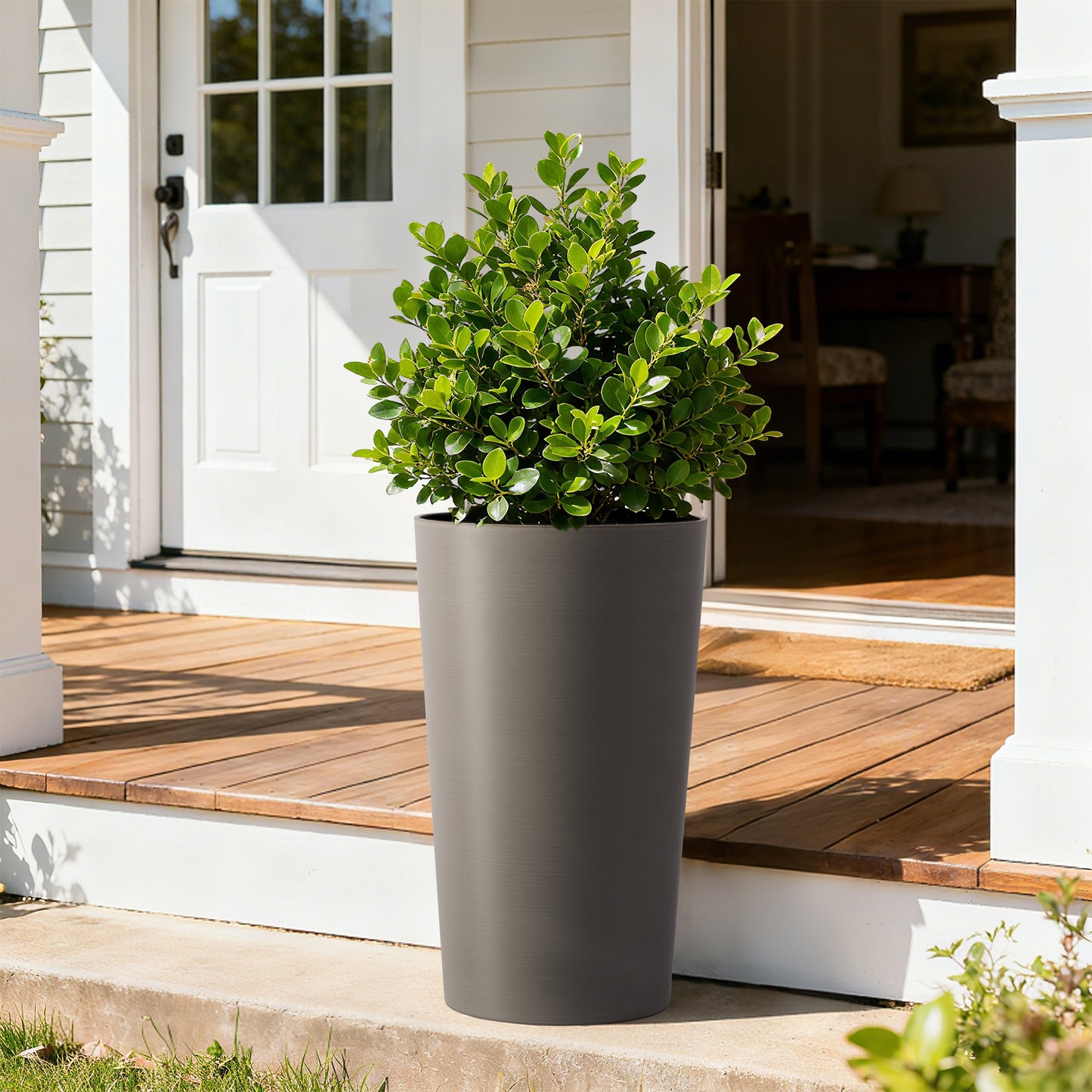2 Pack Tall 21.7 In Planters For Outdoor Plants Modern Square Planter
