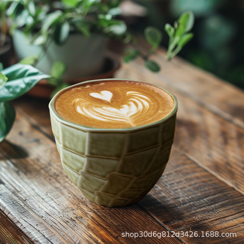 Japanese-Style Ceramic Latte Art Coffee Mug with Retro Colors, 280ml