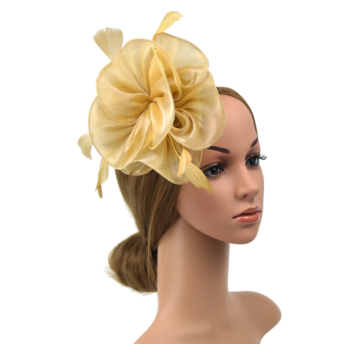 Organza Top Hat Headwear Feather Hair Band Unisex Costume Accessory