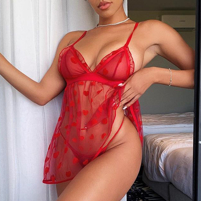 Women's Mesh See-Through Pajamas - Suspender Loungewear for Women