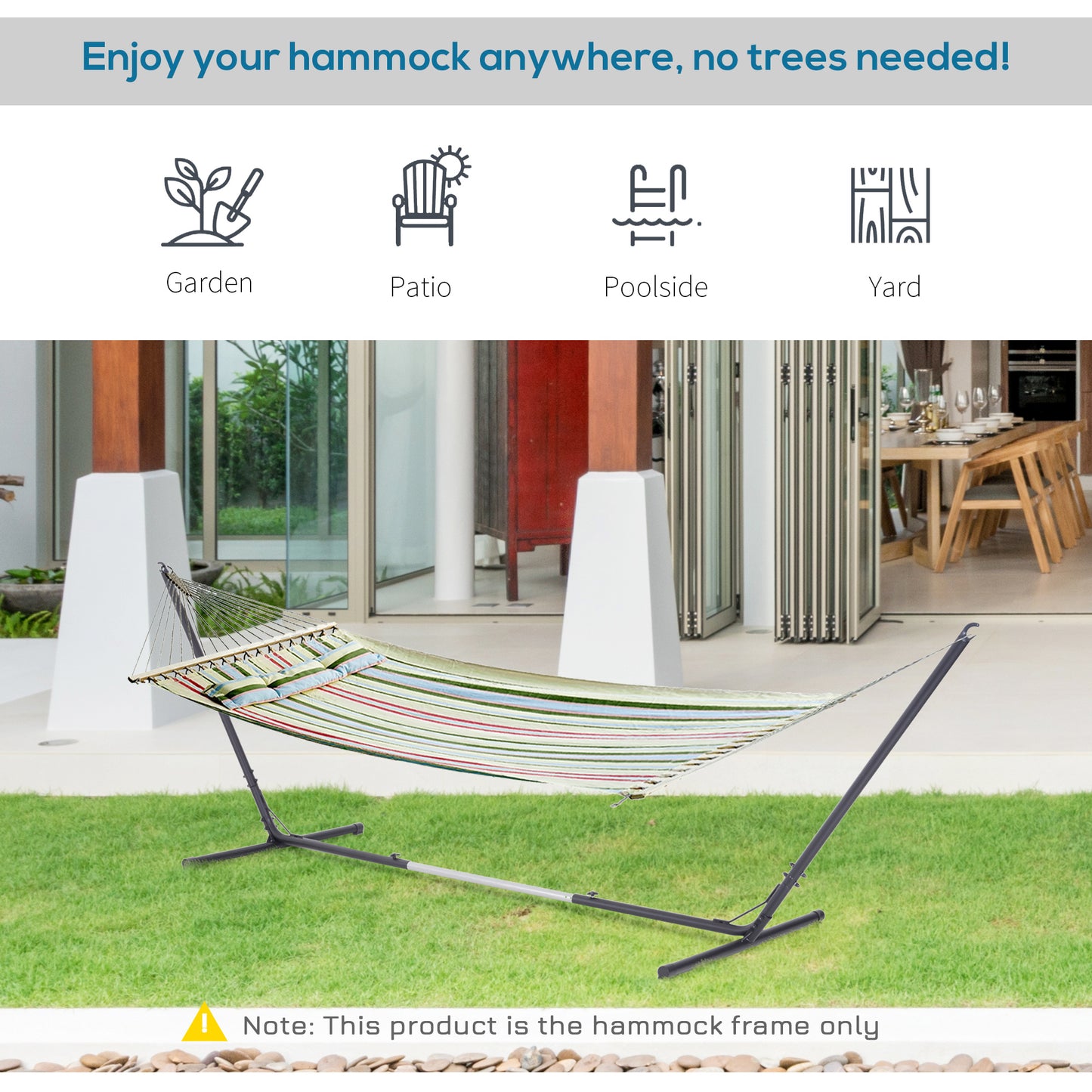 Adjustable Hammock Stand - 10-13ft Steel Frame, Black