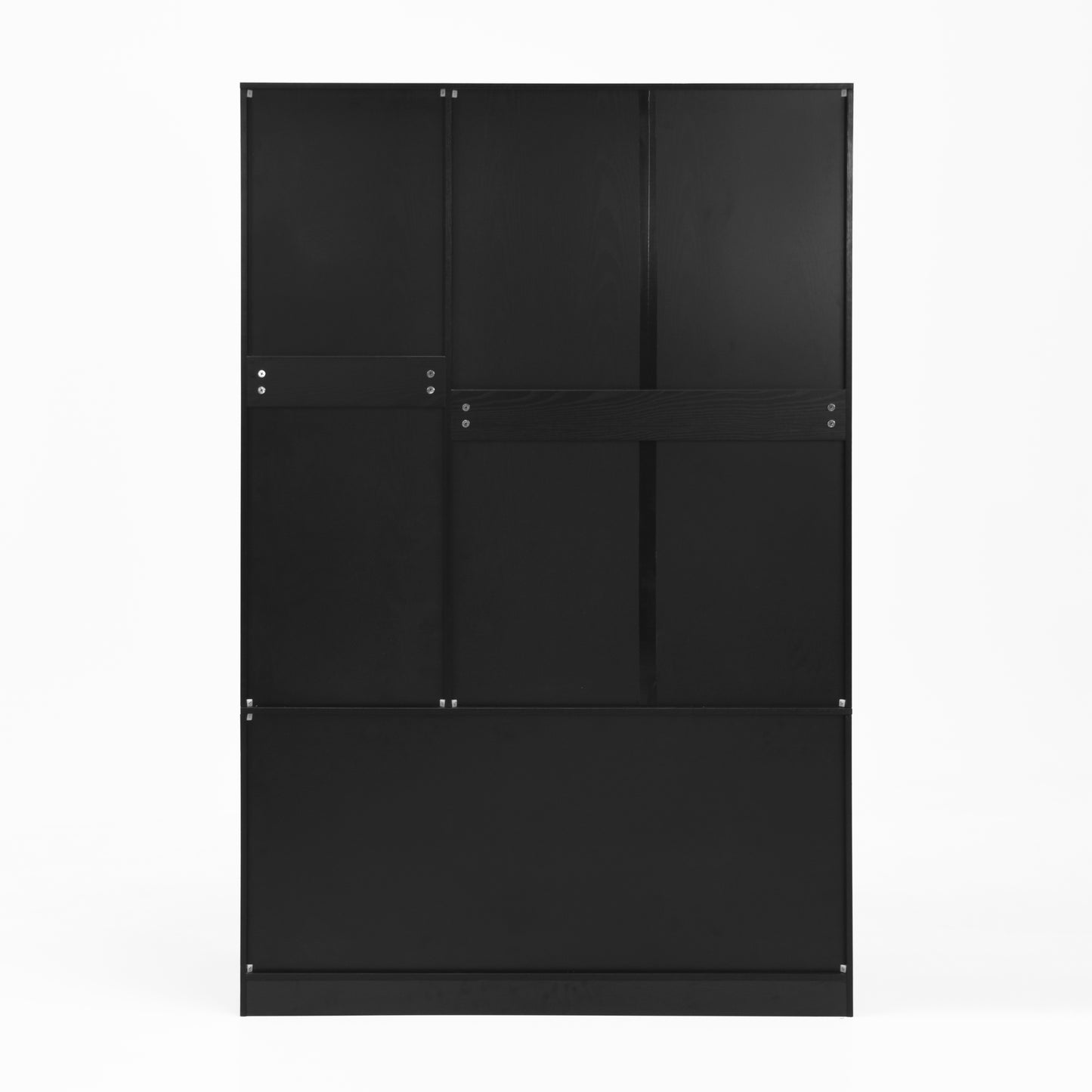Black 4-Door Wardrobe Closet with Mirror & LED Lighting