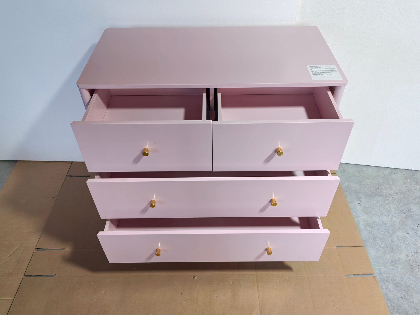 Pink 4-Drawer Wooden Kids Dresser - Modern Storage Cabinet