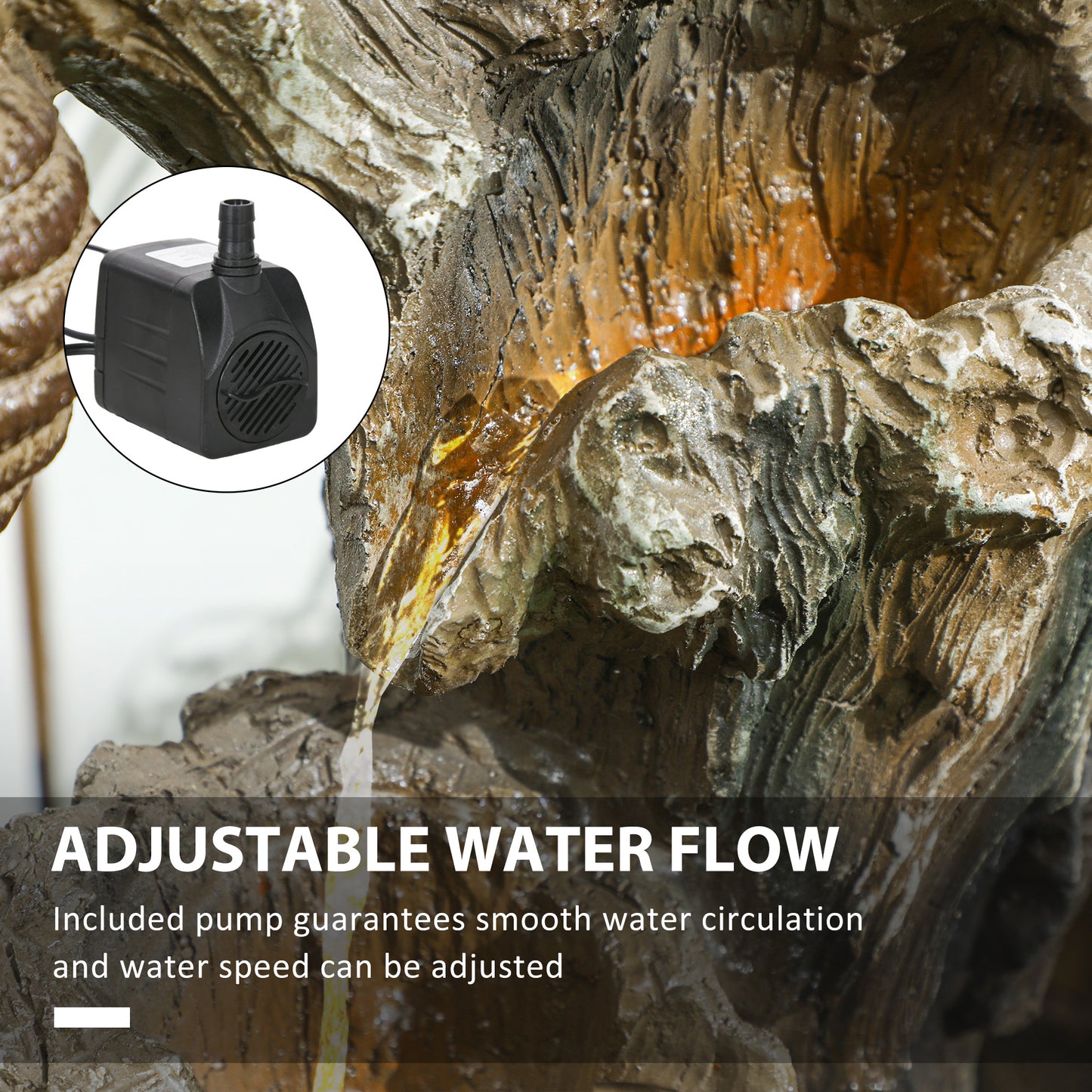 3-Tier Outdoor Fountain with LED Lights - Bear & Beehive Design