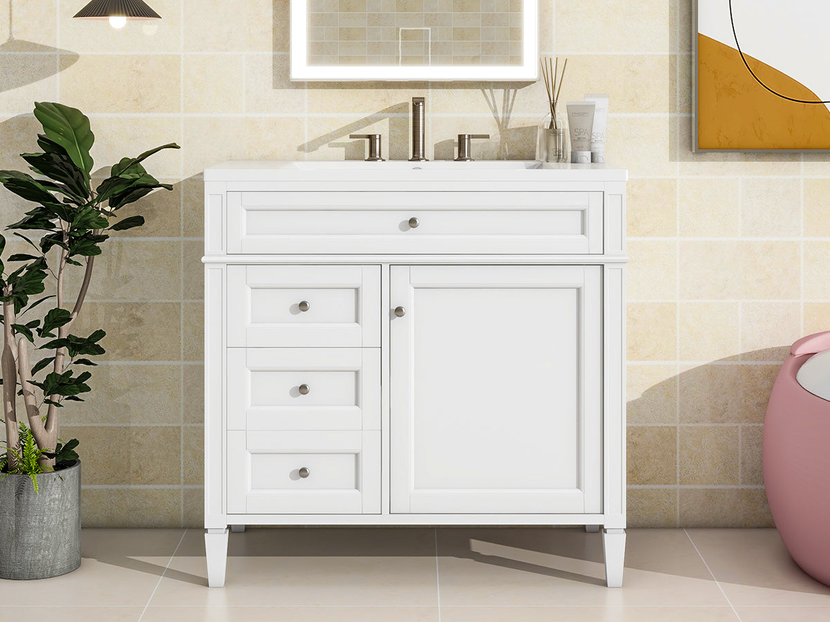 36'' Modern Bathroom Vanity with Ceramic Sink and Storage Cabinet