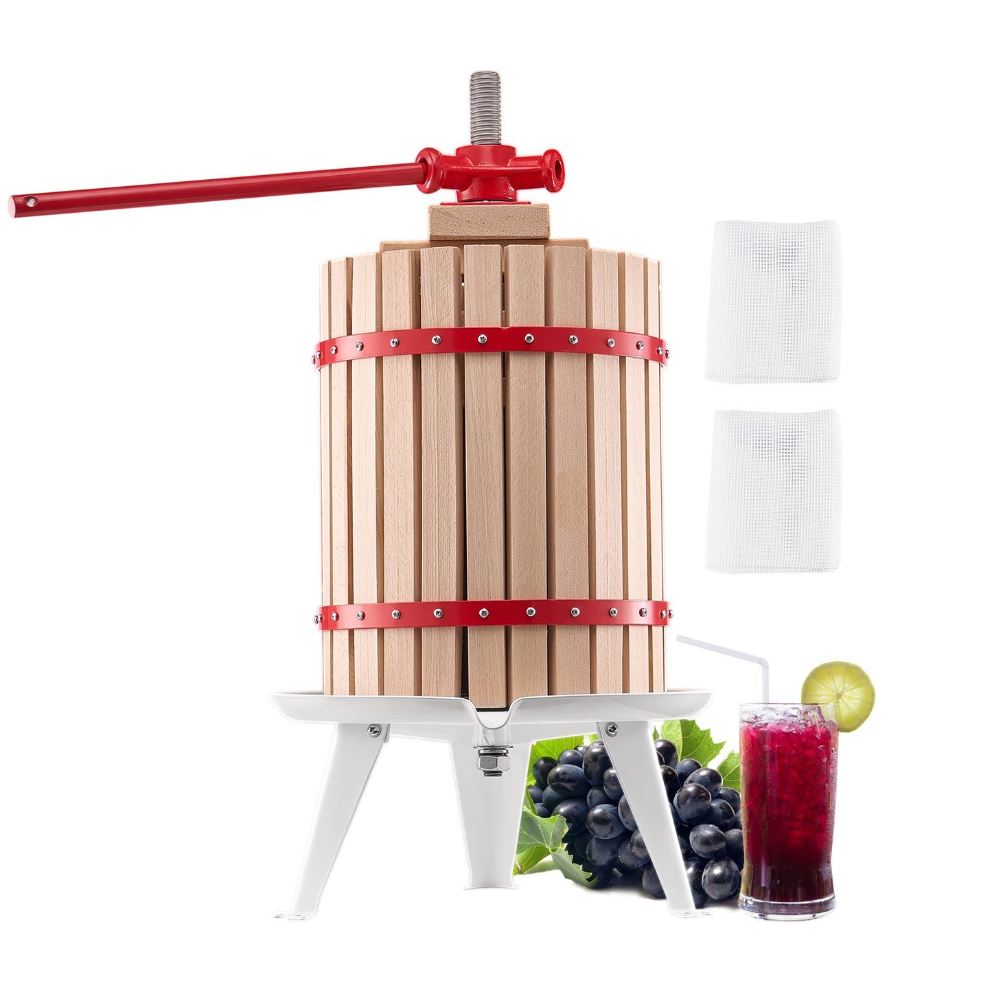 Manual Fruit Wine Press - 4.75 Gallon Beechwood Basket