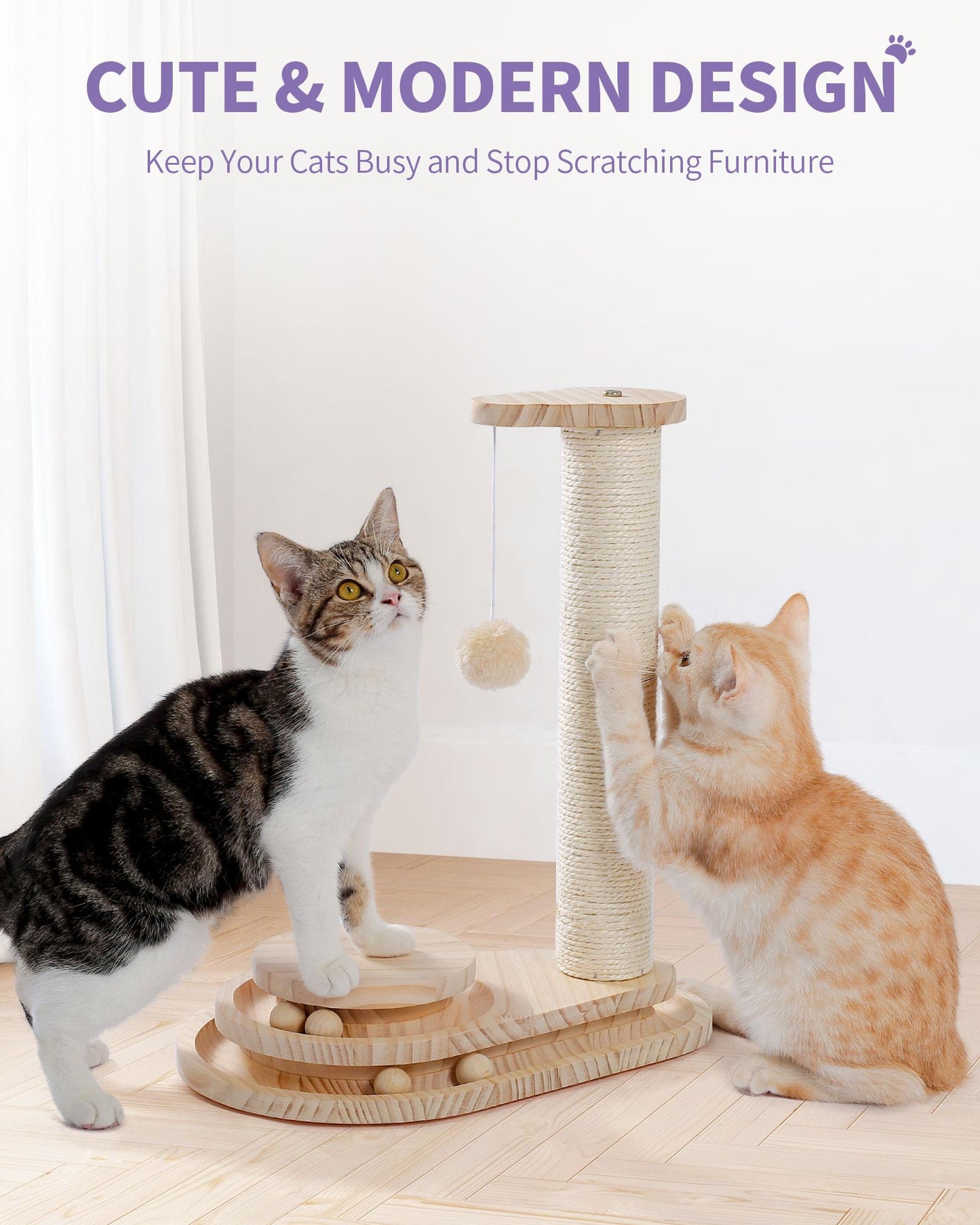Indoor Cat Scratching Post and Interactive Toy Track Set - Small Cats