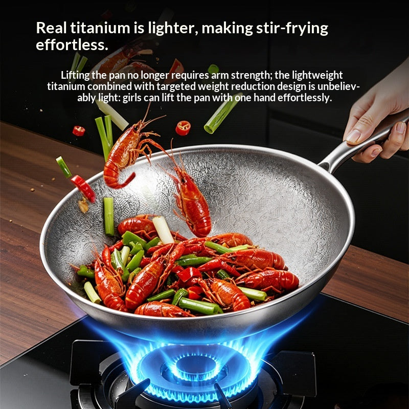Hammered Titanium Alloy Wok for Home Cooking - Multiple Sizes