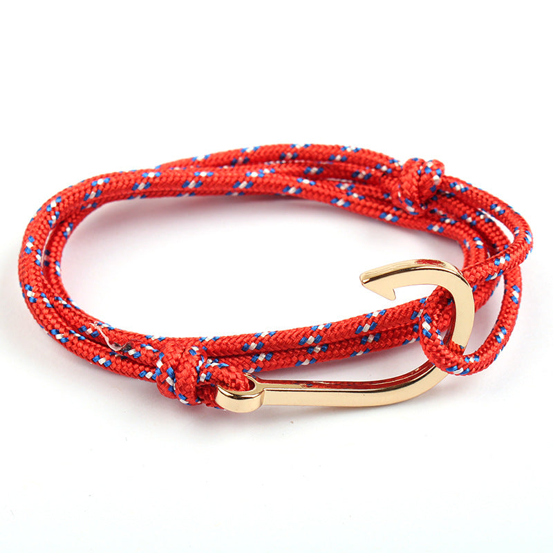 Adjustable Paracord Anchor Bracelet for Women and Men with Charm