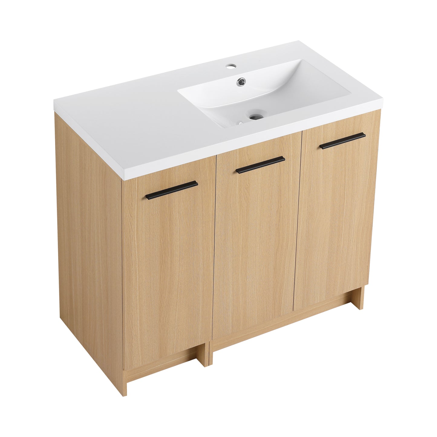 36" Modular Freestanding Bathroom Vanity with Resin Sink Top - Light Oak