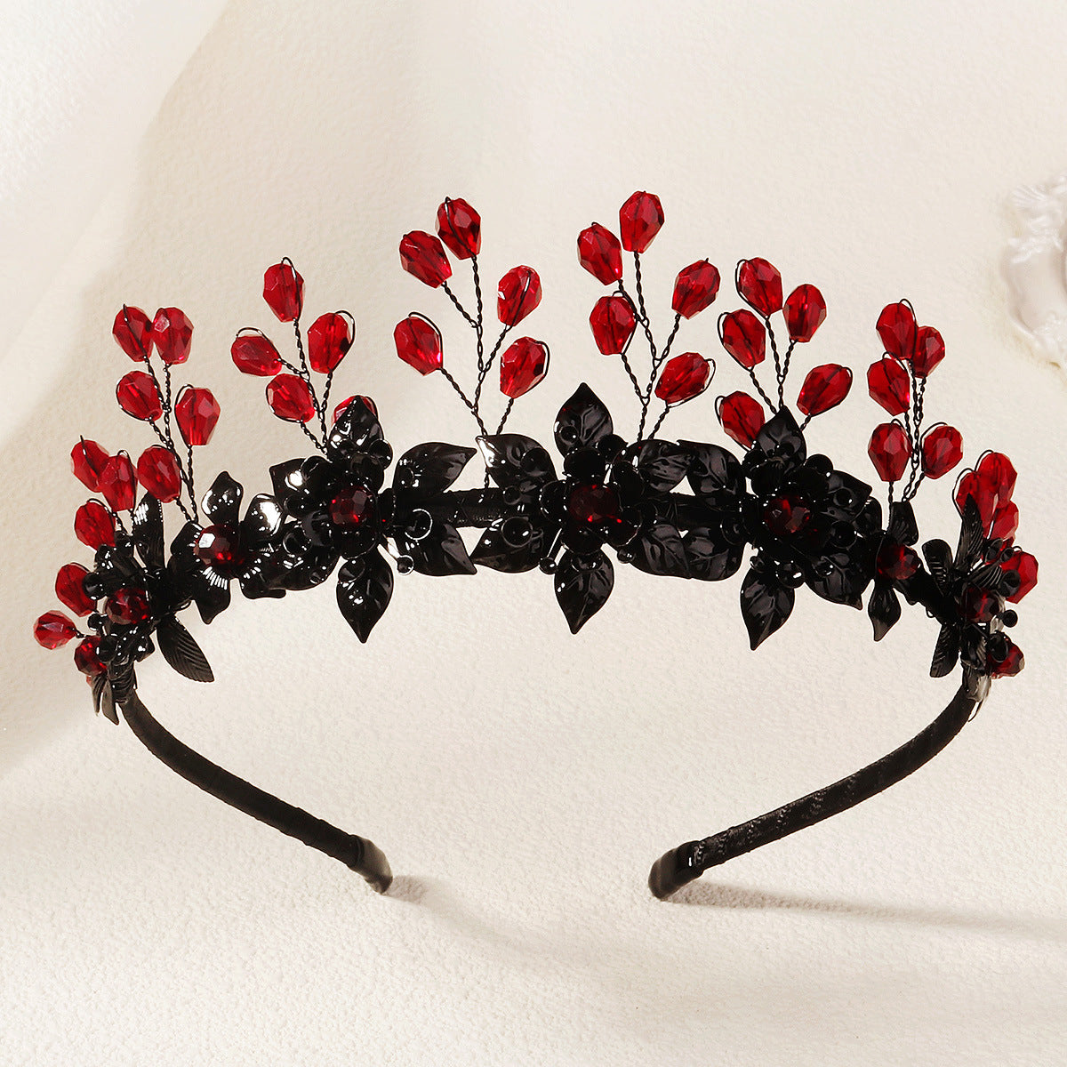 Black Crystal Halloween Headband - Dark Style Hair Accessory for Women