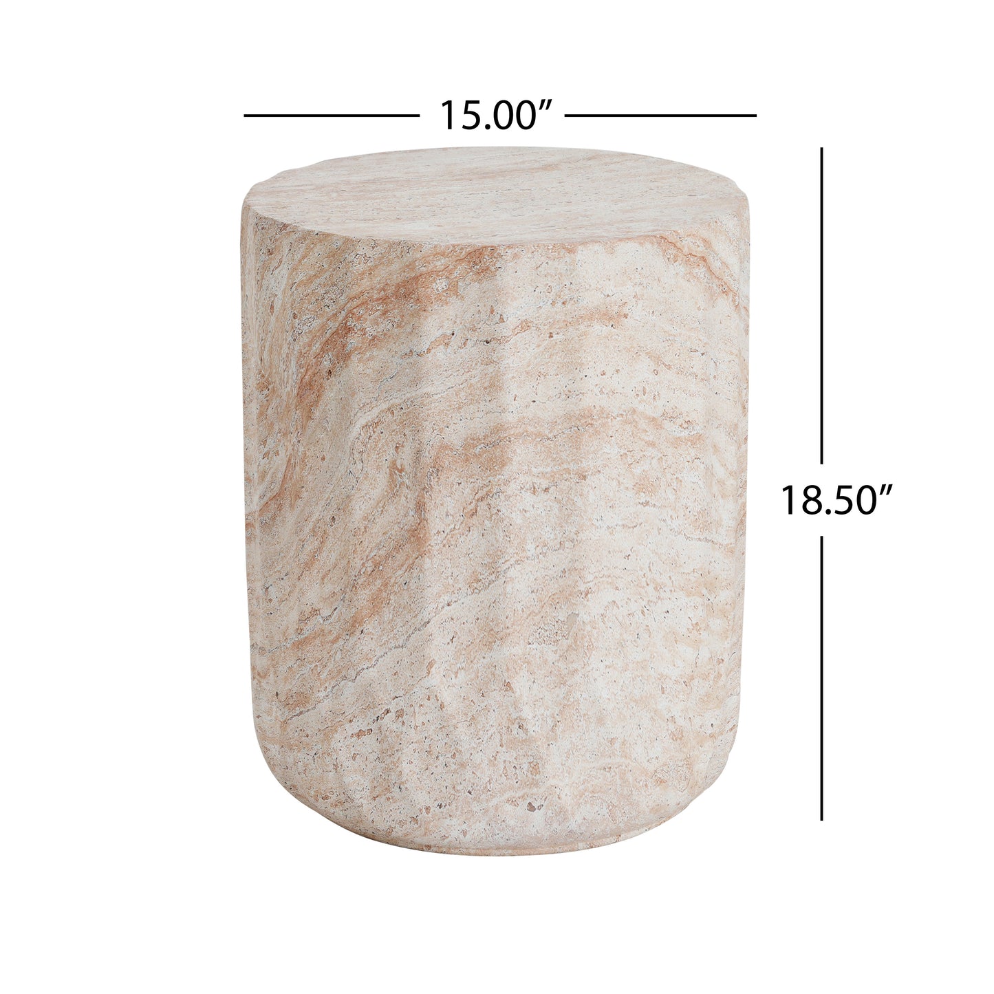 Lightweight Concrete Side Table - Beige Cylinder Accent Table