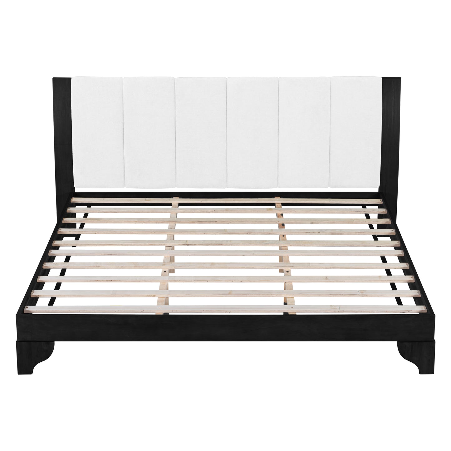 King Size Bed Frame - Black & White MDF Pine, No Box Spring