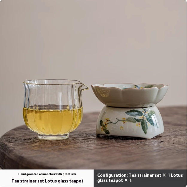 Hand-Painted Osmanthus Tea Strainer Set Ceramic Tea Accessories - Multiple Styles