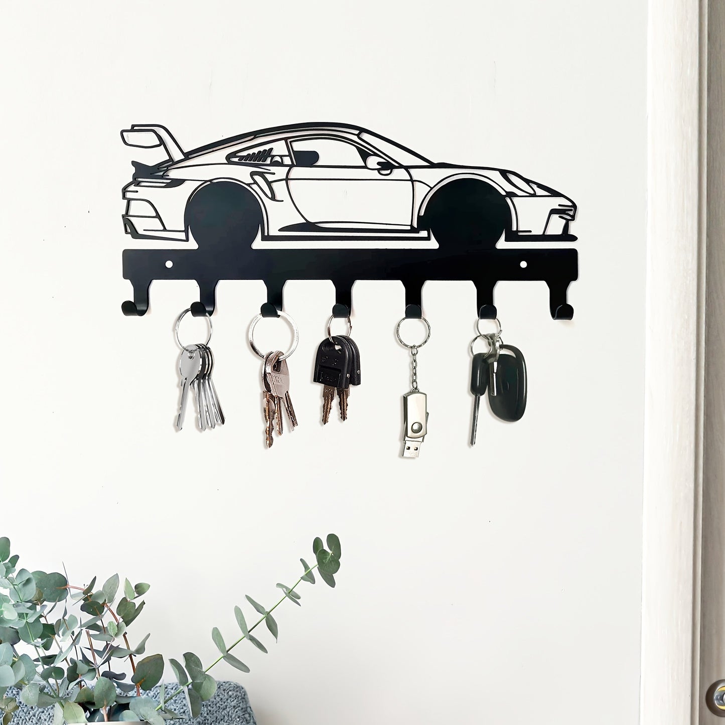 Metal Wrought Iron Car Silhouette Wall Hanging Decoration - Modern Minimalist Home Accent