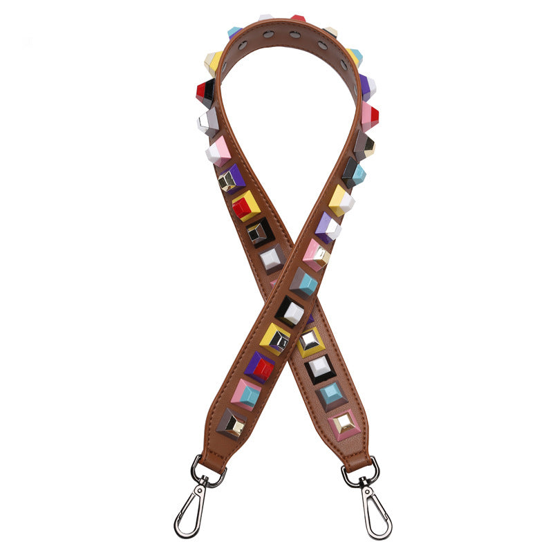 Double Sided Cowhide Shoulder Strap for Bags - Rivets & Adjustable Length