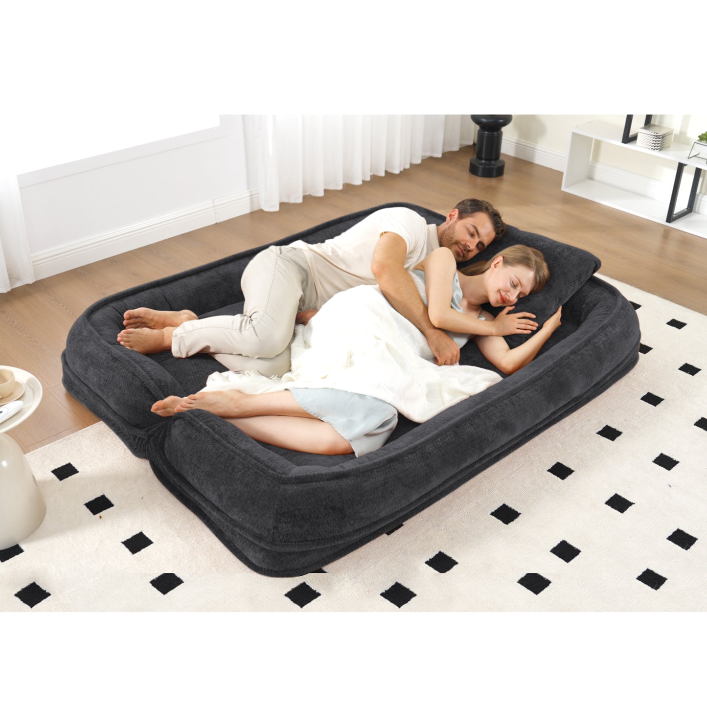 Extra Large Chenille Lazy Sofa Loveseat - Black Dog Bed
