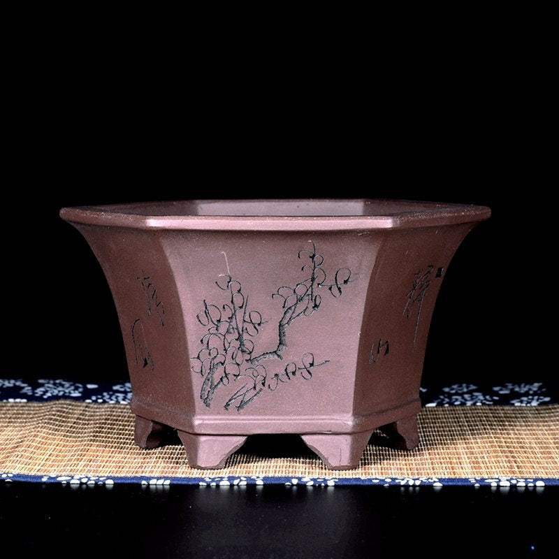 Square Succulent Plant Pot Ceramic Flowerpot with Hexagonal Styles