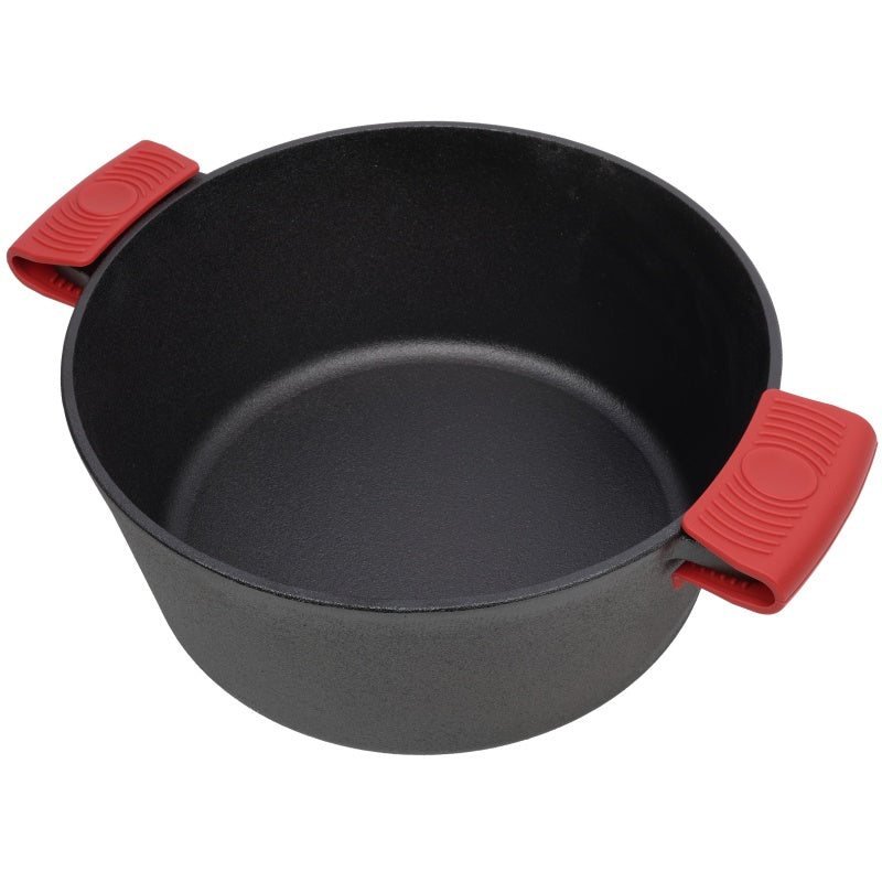 Pre-Seasoned Cast Iron Dutch Oven with Dual Handles - Black