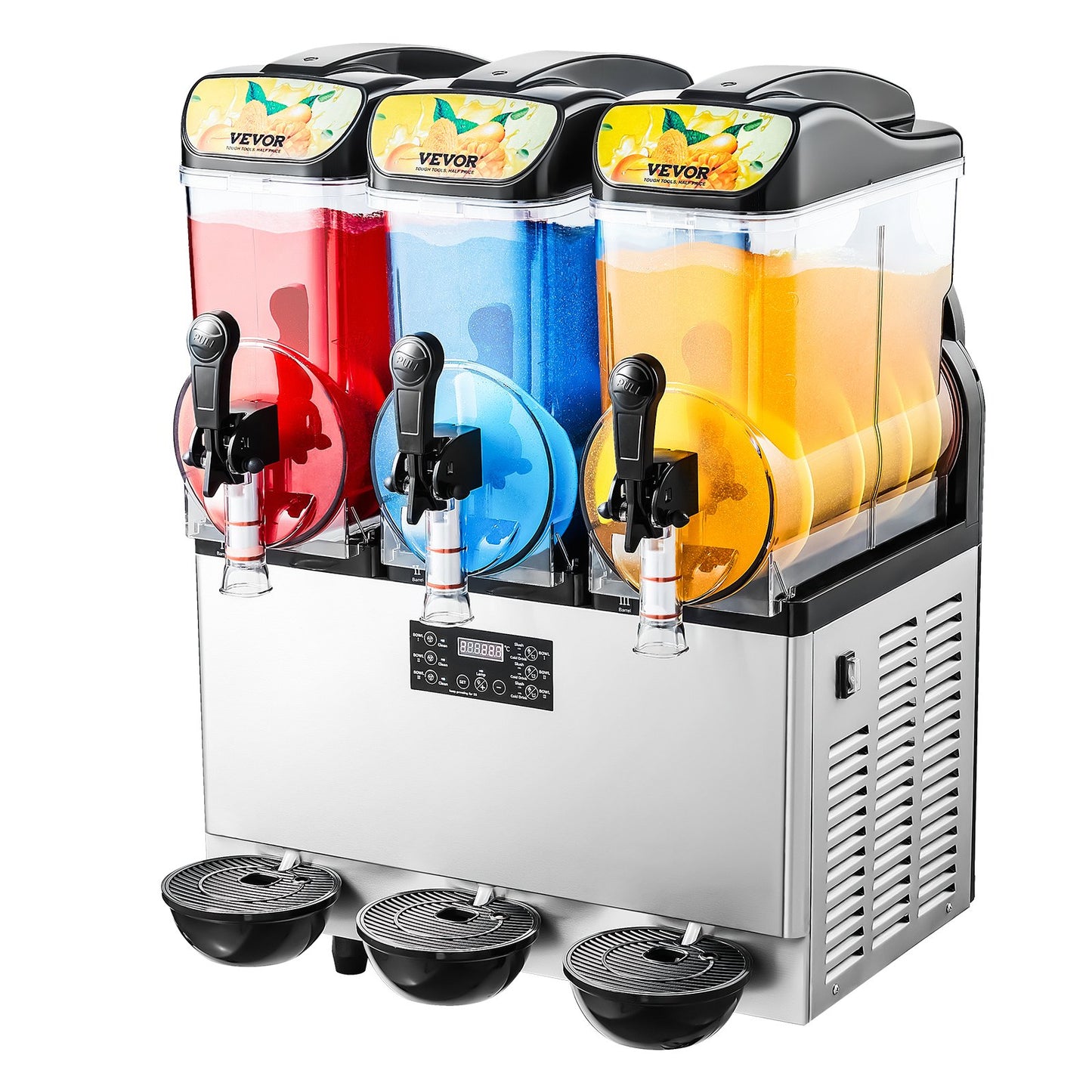 Commercial 15L Slushy Machine with 3 Tanks & Digital Control - Margarita & Frozen Drink Maker